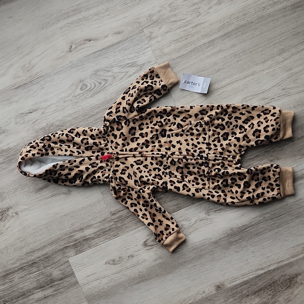 Carter's Baby Girl Leopard Footless One Piece - Picture 1 of 7